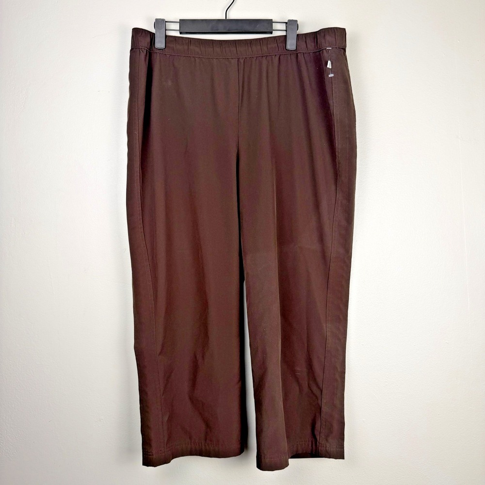 Zenergy By Chicos Capri Pants Women 2 /12 (35x21) Brown Wide Leg Stretch Pull On